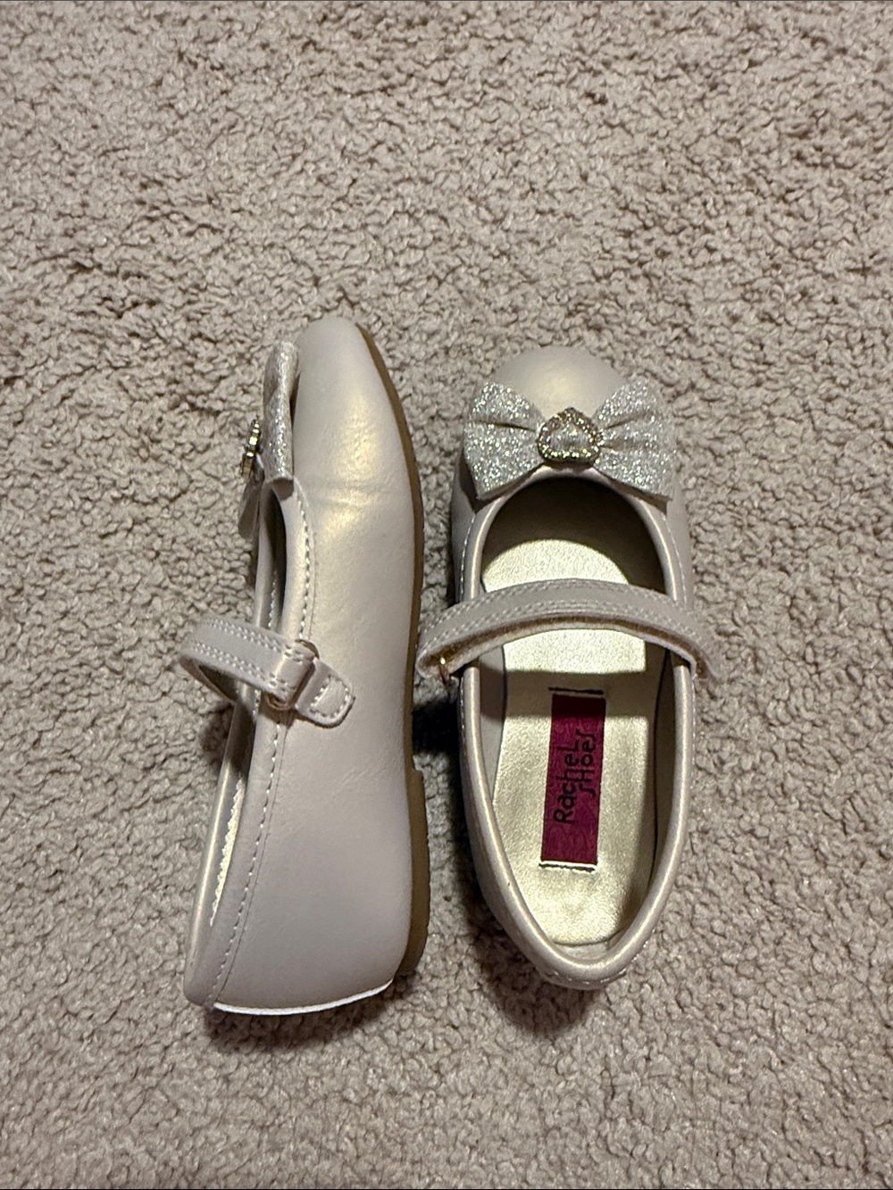 Rachel Shoes Girls' Cream Glitter Bow Mary Jane - Picture 4 of 4